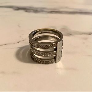 Michael Kors Silver Stack Crystal Bar Ring